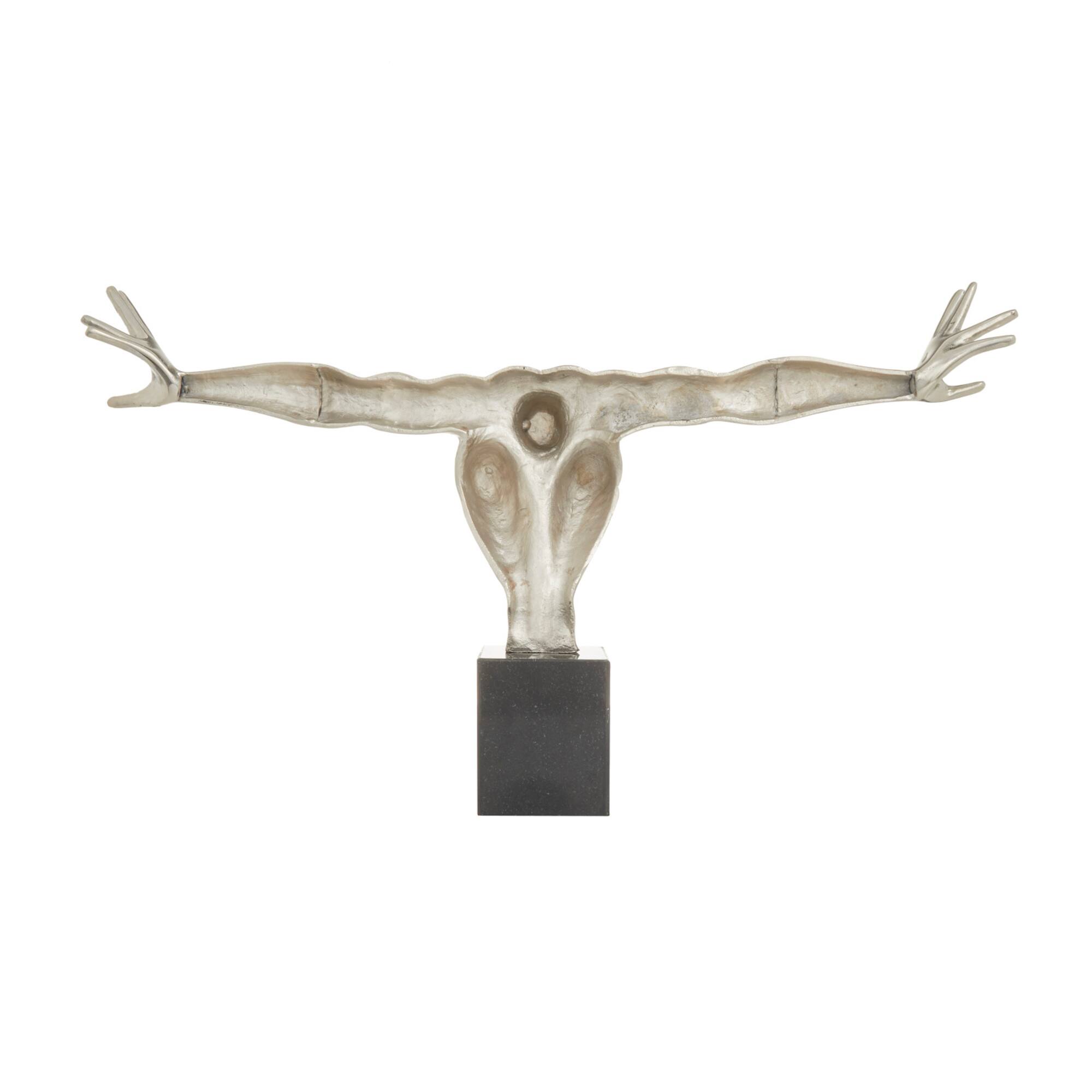 Silver Aluminum Contemporary People Sculpture, 30" x 5" x 17"